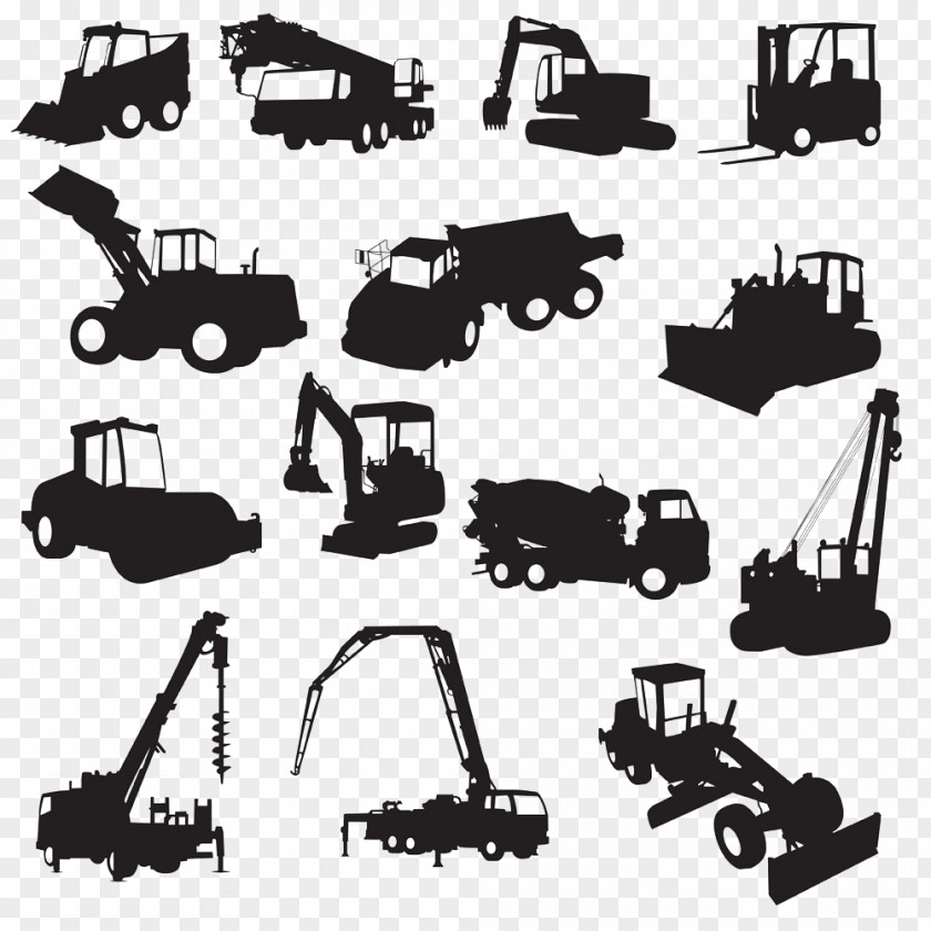 Excavator Collection Heavy Equipment Architectural Engineering Silhouette PNG