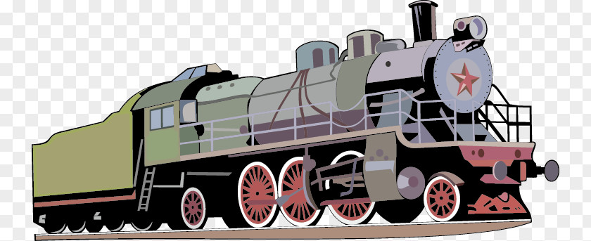 Vintage Steam Train Rail Transport Railroad Car Locomotive PNG