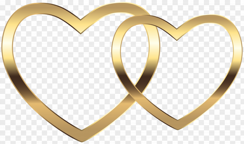 Transparent Two Gold Hearts Clip Art Image Heart PNG