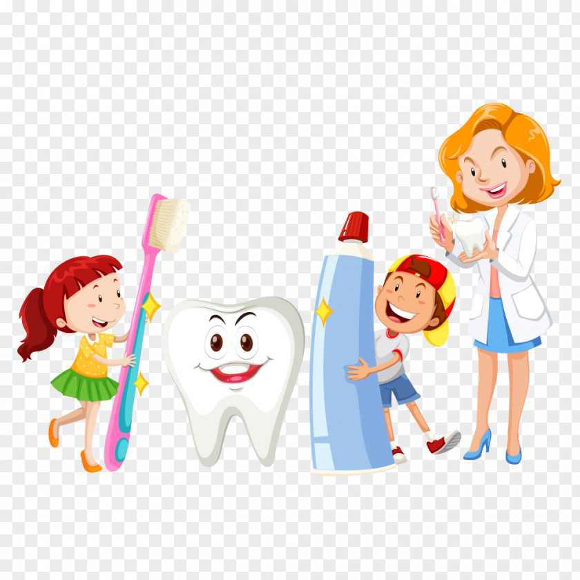 Dentistry Oral Hygiene Cartoon PNG hygiene Cartoon, Dentist with cartoon children, Dental care illustration clipart PNG