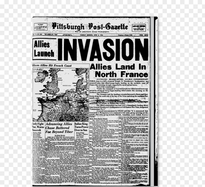 Newspaper Headline Normandy Landings Invasion Of Second World War The D-Day PNG