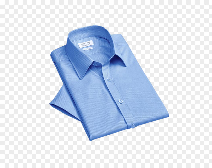 Folded Blue Dress Collar Clothing Shirt PNG