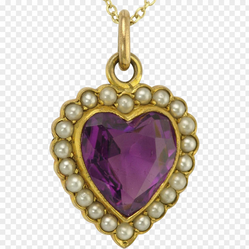 Vintage Gold Charms & Pendants Jewellery Amethyst Necklace PNG