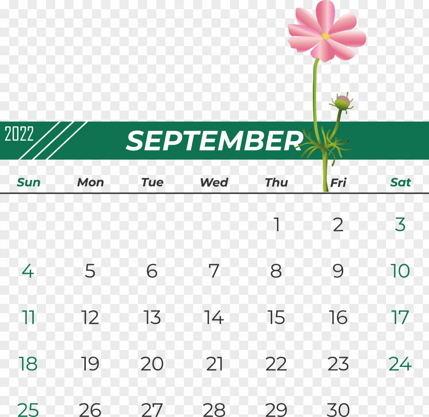 Line Calendar Font Green Flower PNG