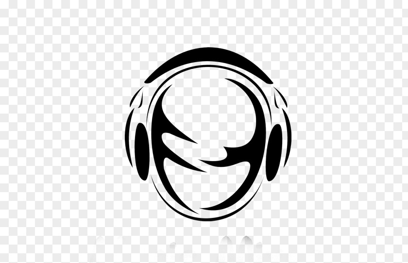 Black And White Silhouette Headphones Head Microphone Radio PNG