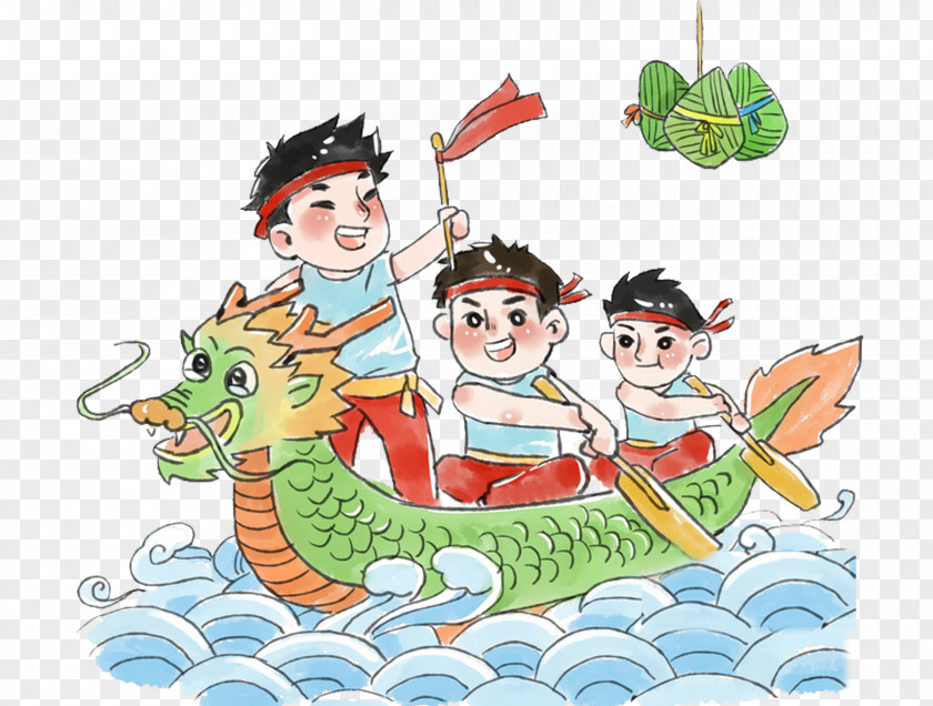 Cartoon Boat Race Zongzi Dragon Festival Illustration PNG