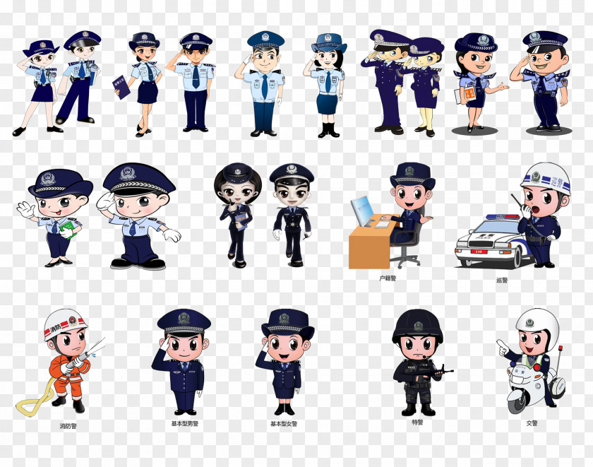 Cartoon Police Buckle-free Material Officer Traffic PNG