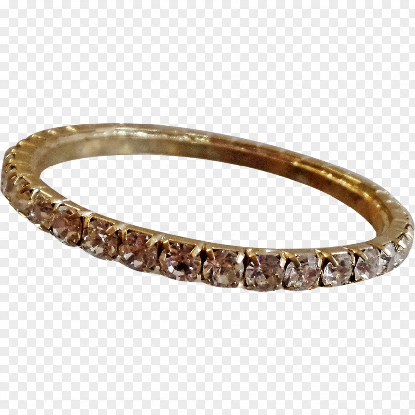 Gold Imitation Gemstones & Rhinestones Bangle Bracelet Prong Setting PNG