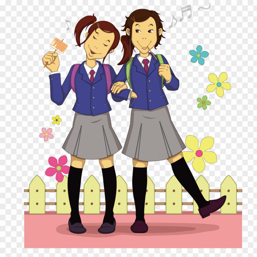 Singing Snacking Female Students Student Estudante Clip Art PNG