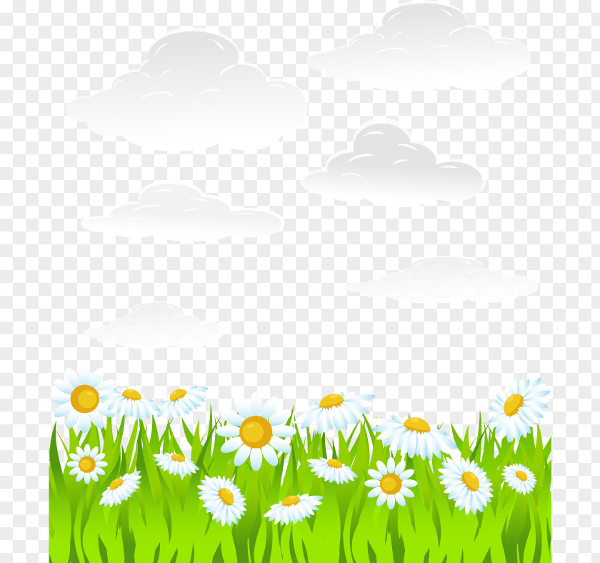 Vector Flowers And Grass Download Adobe Illustrator PNG