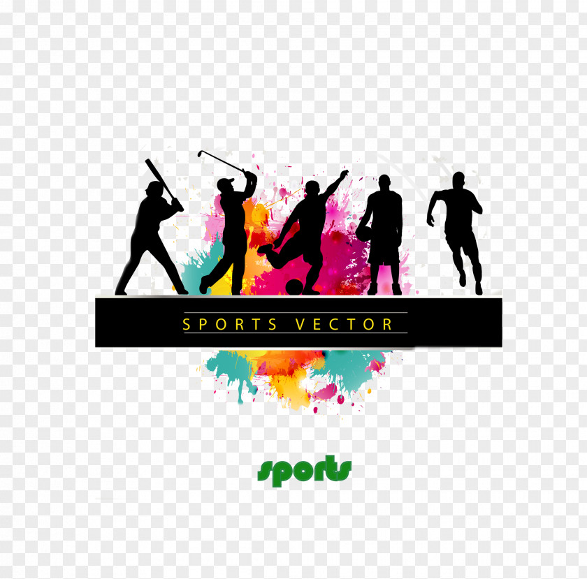 Dynamic Sports Figures Silhouette Background Sport Poster PNG