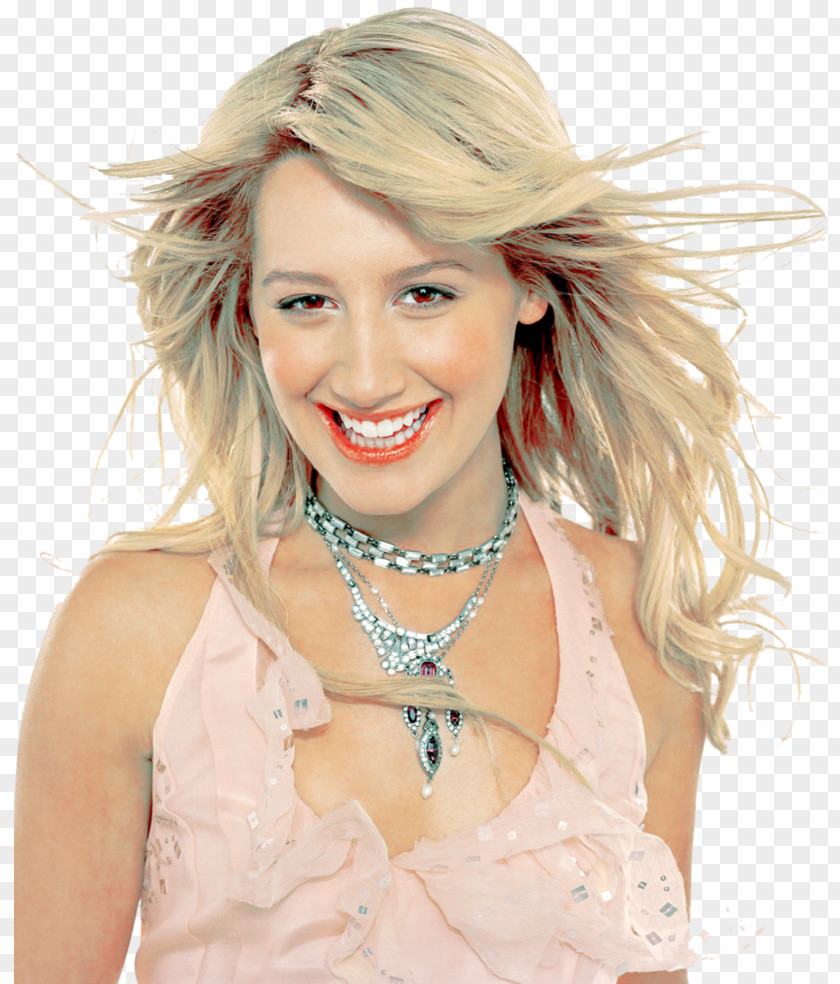 Model Ashley Tisdale Blond Feathered Hair Layered PNG