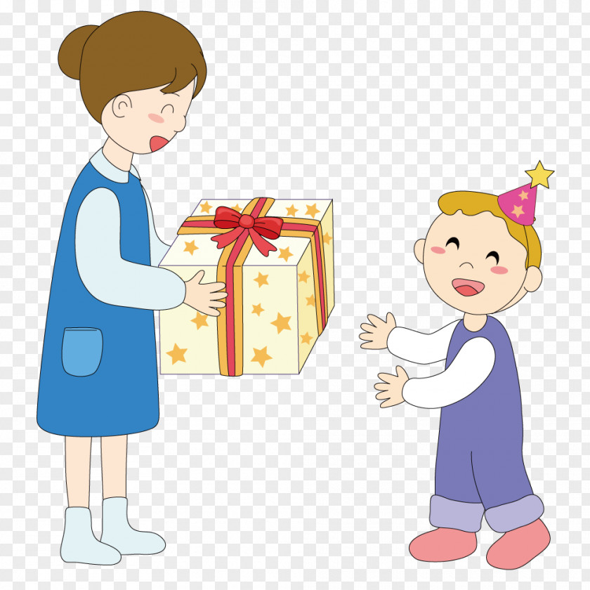 Mother Giving Gifts To Children Child Gift Illustration PNG