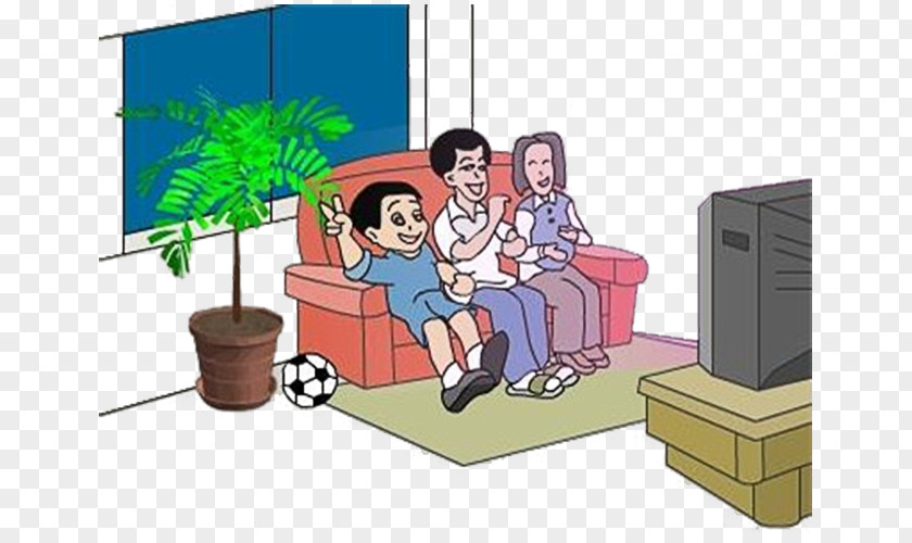 Cartoon Family Watching TV Television Clip Art PNG