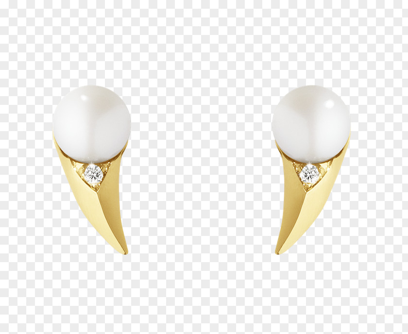 Georg Jensen Pearl Earring Diamond Colored Gold Silver PNG