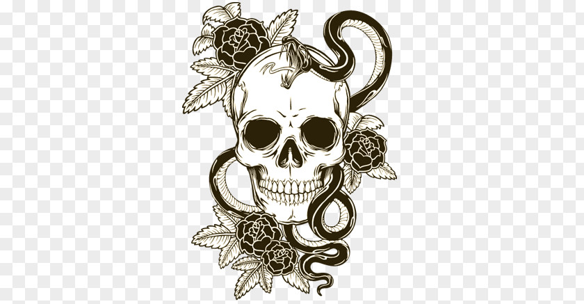Snake Decal Skull Calavera Rose PNG