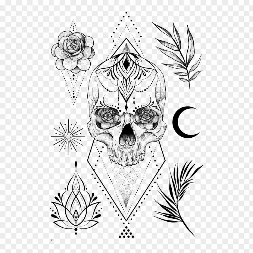 Old School Tattoos Skull Tattoo Geometry Drawing Calavera PNG