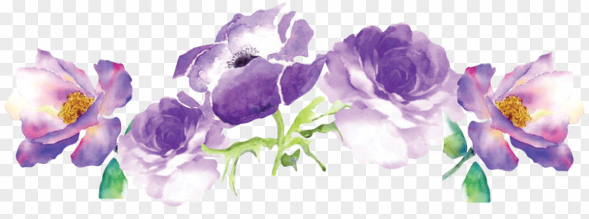 Purple Watercolor Flowers Painting Floral Design Watercolour Violet PNG