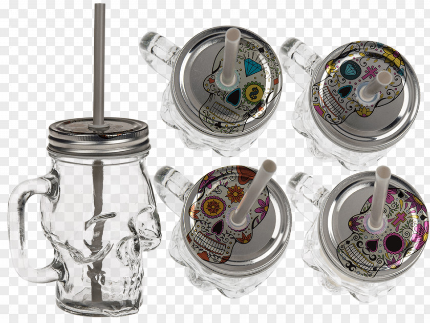 Skull Glass Cocktail Cup Drinking Straw PNG