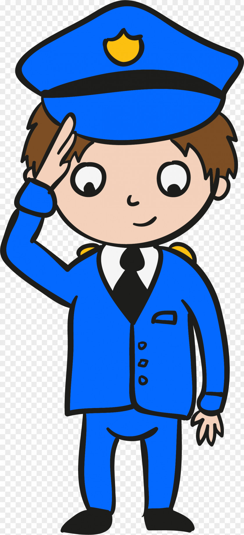 Cartoon Hand-painted Police Salute Officer Alarm Device PNG