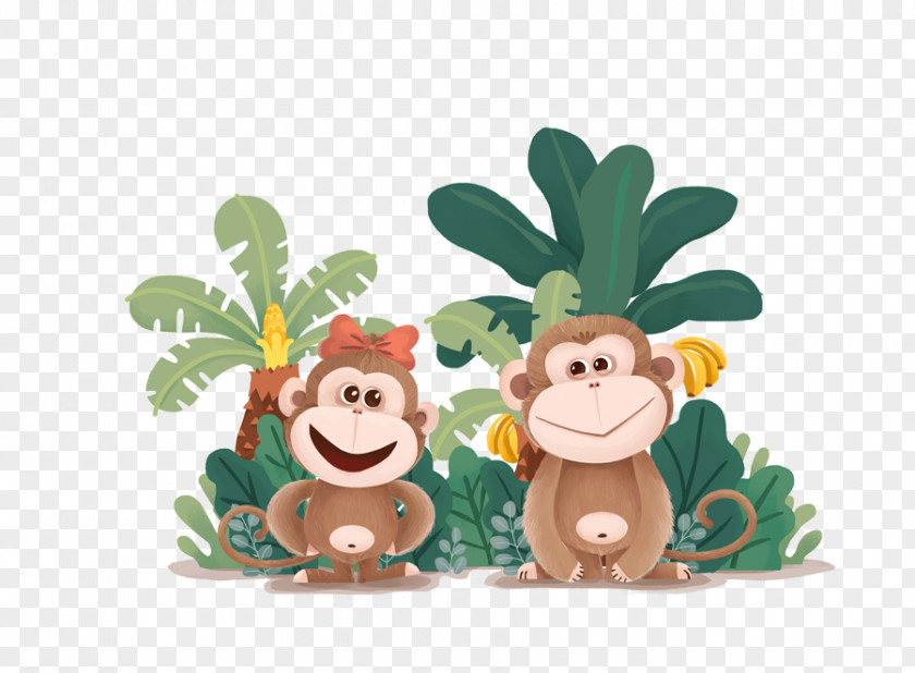 Creative Hand-painted Cartoon Monkey Picture Ape Drawing PNG