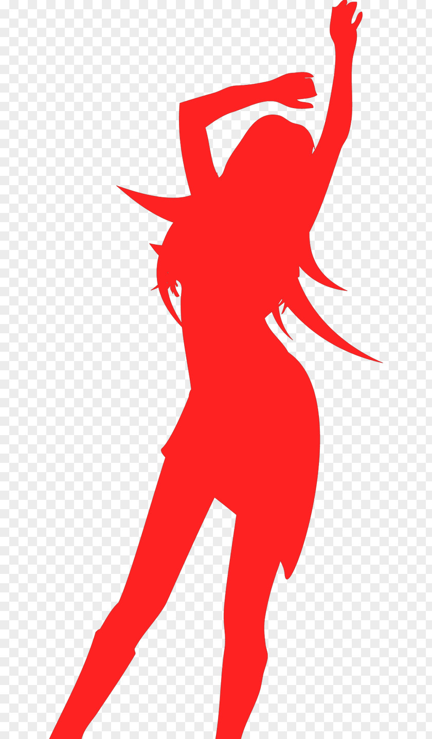 Red Silhouette Figures Full Moon Party Clip Art PNG