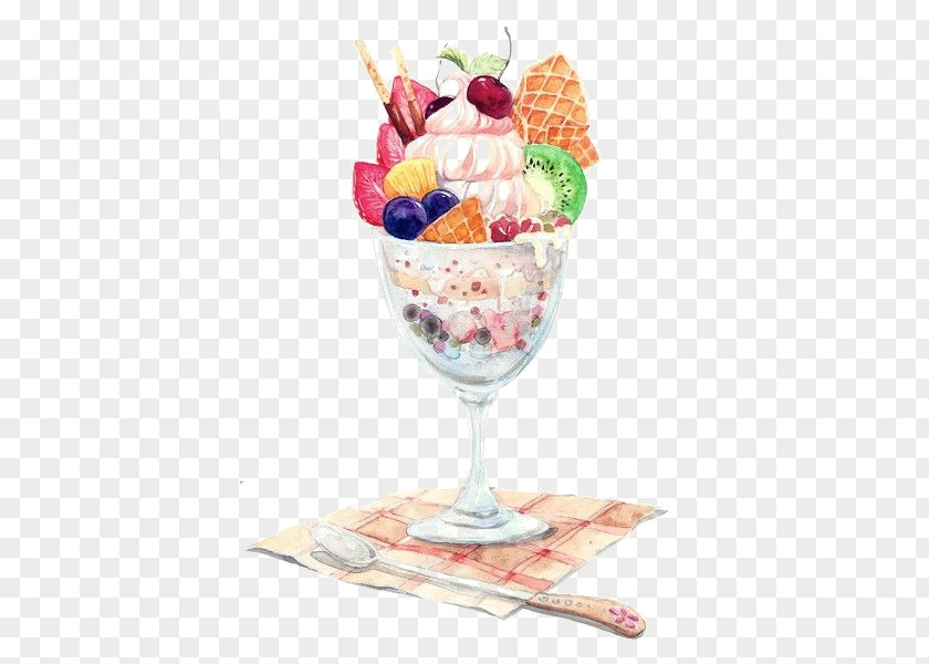 Dessert Watercolor Parfait Ice Cream Painting Drawing PNG