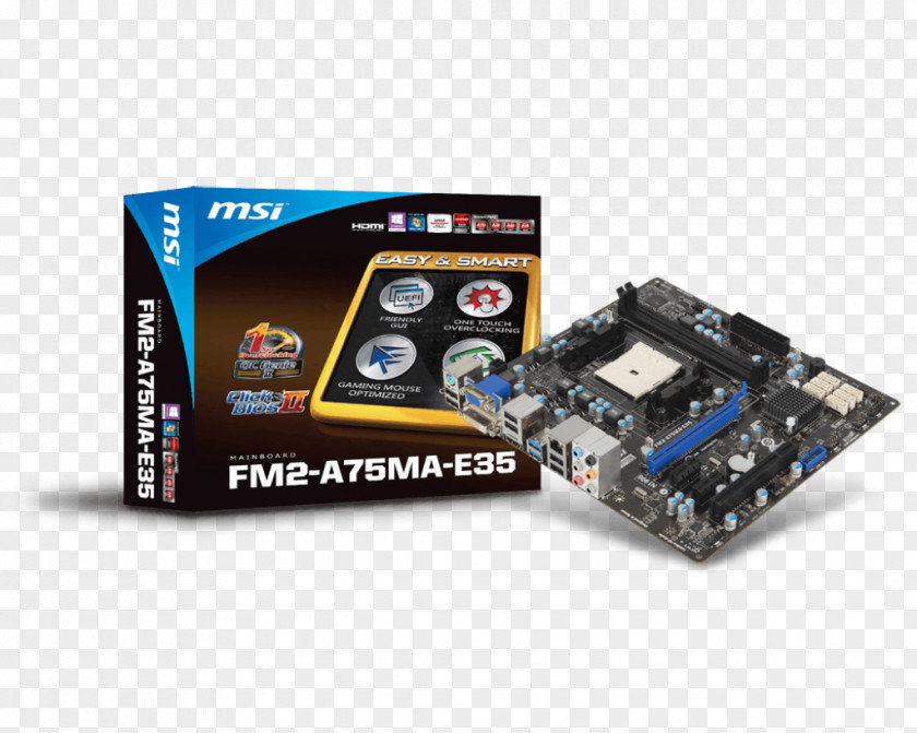 Socket FM2 Motherboard MicroATX MSI FM2-A75MA-E35 PNG