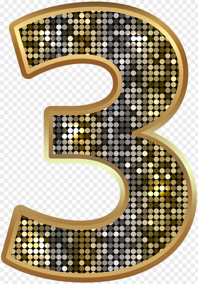 Number Three Deco Gold Clip Art Image PNG