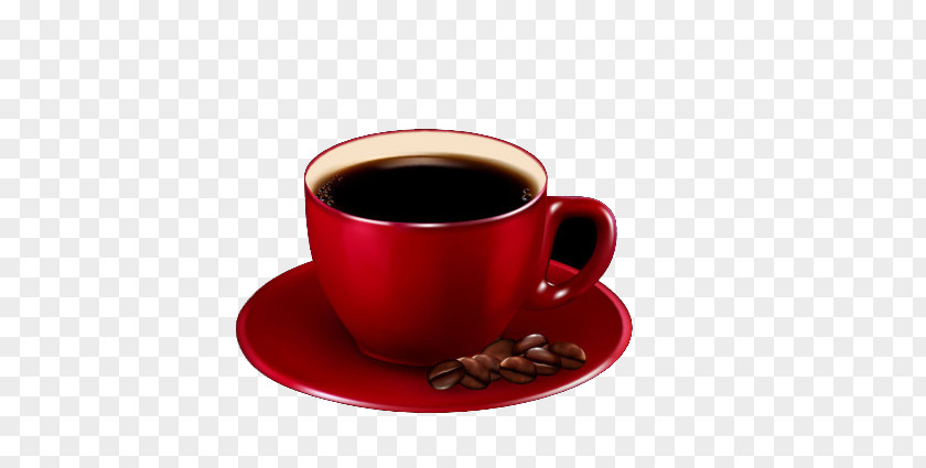 Red Cup Of Coffee Beans Caffxe8 Americano Cuban Espresso PNG