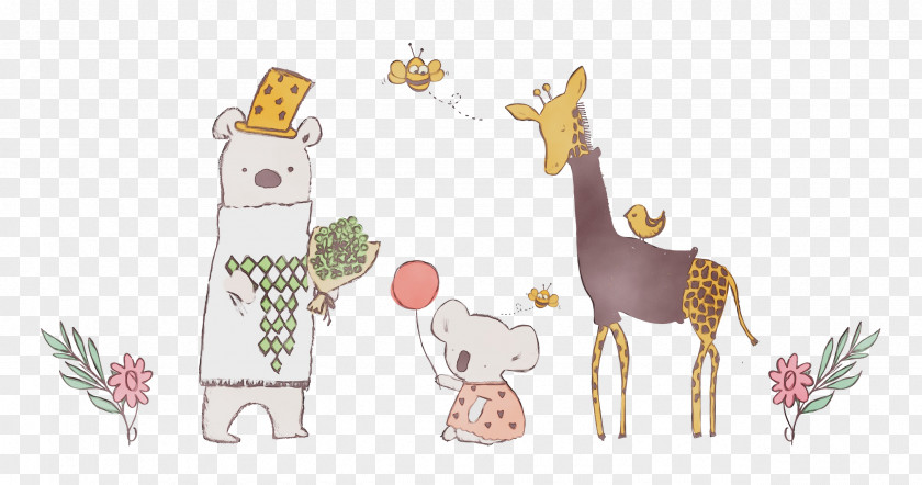 Giraffe Horse Cartoon Animal Figurine Tree PNG