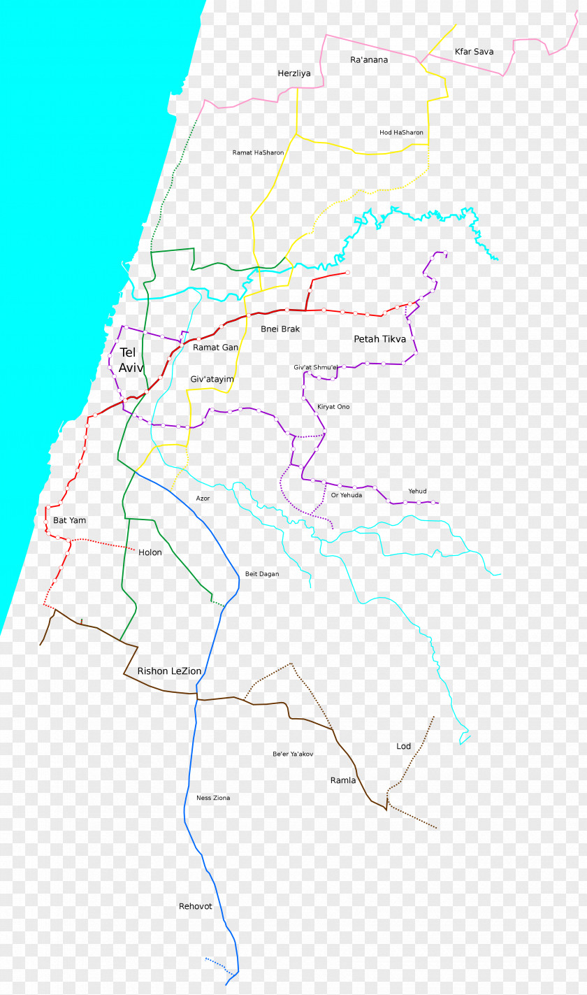 הקו הסגול Green LineMap Tel Aviv Light Rail Red Line מערכת להסעת המונים במטרופולין תל אביב PNG