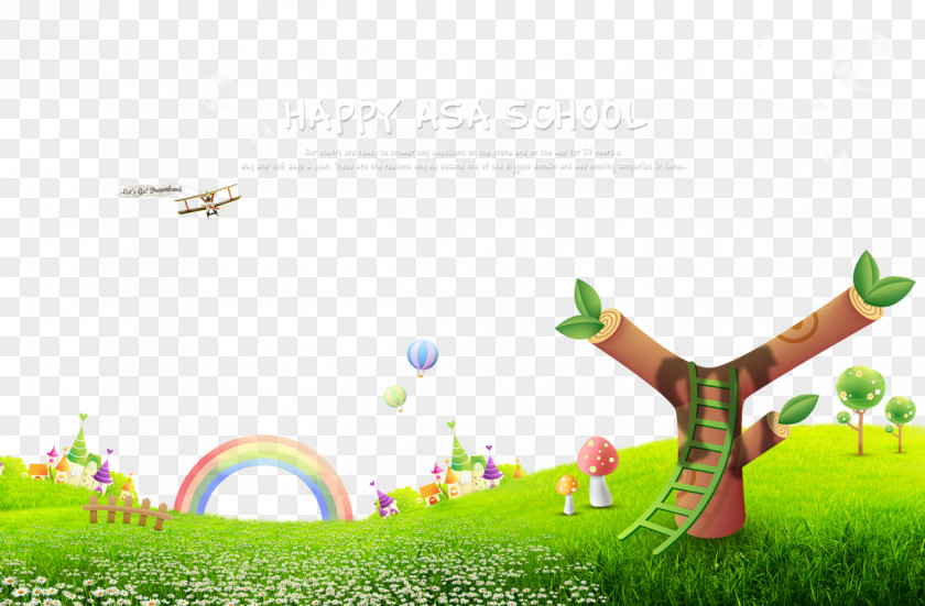 Tree On The Lawn Child Poster Illustration PNG