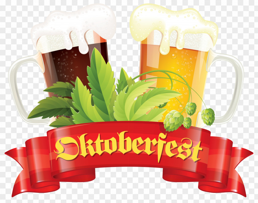 Oktoberfest Red Banner Beers And Malt Clipart Picture Beer Glassware Märzen Clip Art PNG