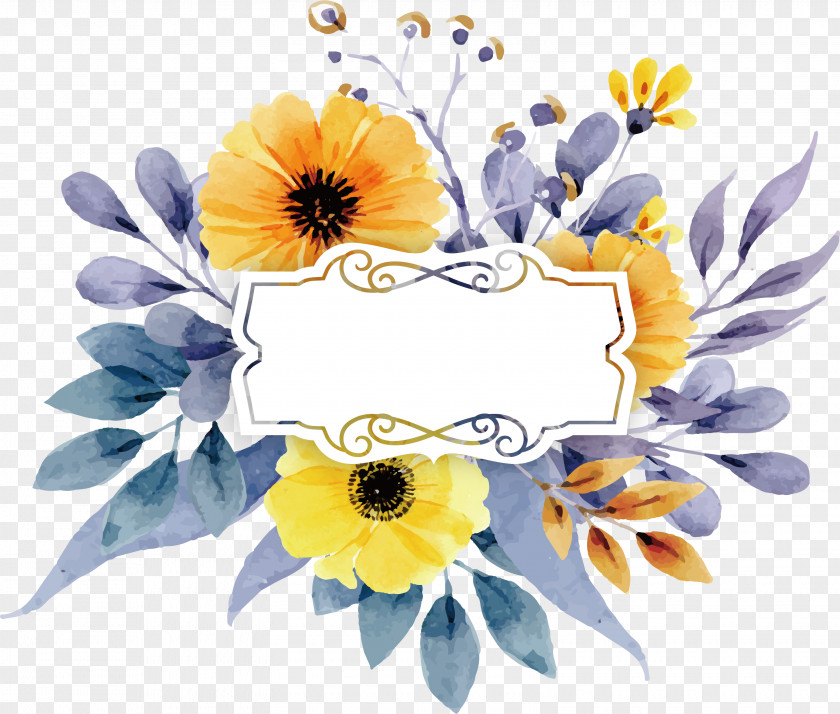 Watercolor Small Yellow Flower Invitation Letter Euclidean Vector Computer File PNG