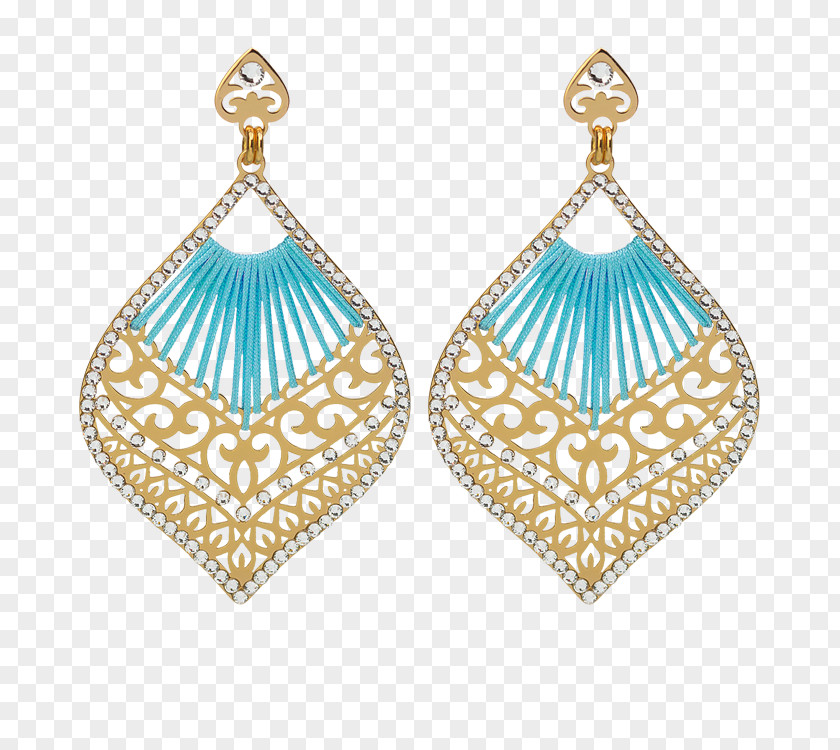 Gold Earring Turquoise Crystal Swarovski AG PNG