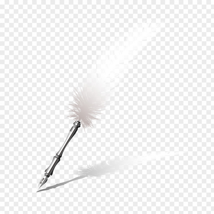 Old-fashioned Pen White Feather Black Inkwell PNG