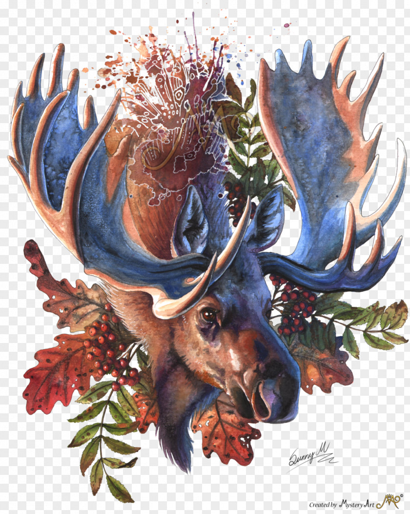 Deer Moose Watercolor Painting PNG