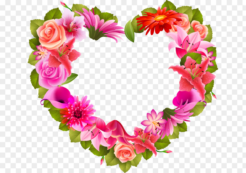 Heart-shaped Wreath Pattern Heart Flower Valentine's Day Clip Art PNG