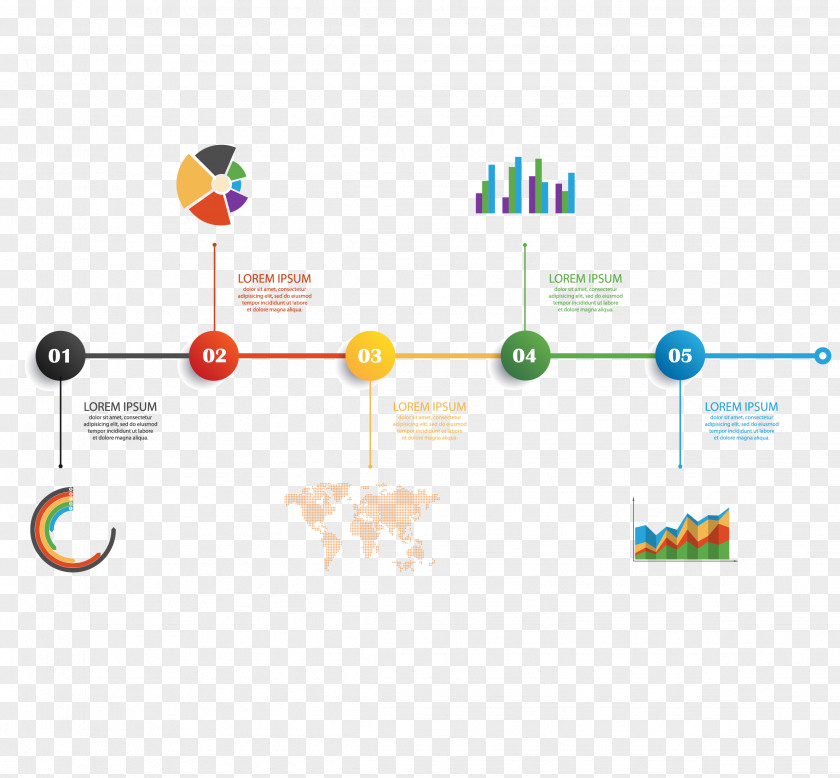 Vector World Map Timeline Flowchart Infographic PNG