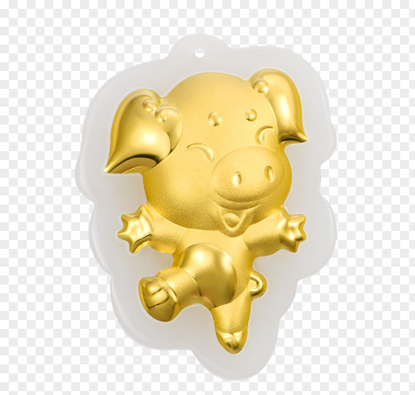 Zodiac Pig Inlaid Jade Gold Pendant Chinese Goat PNG