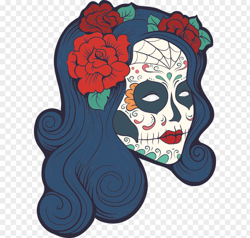 Drawing Plant Day Of The Dead Skull PNG