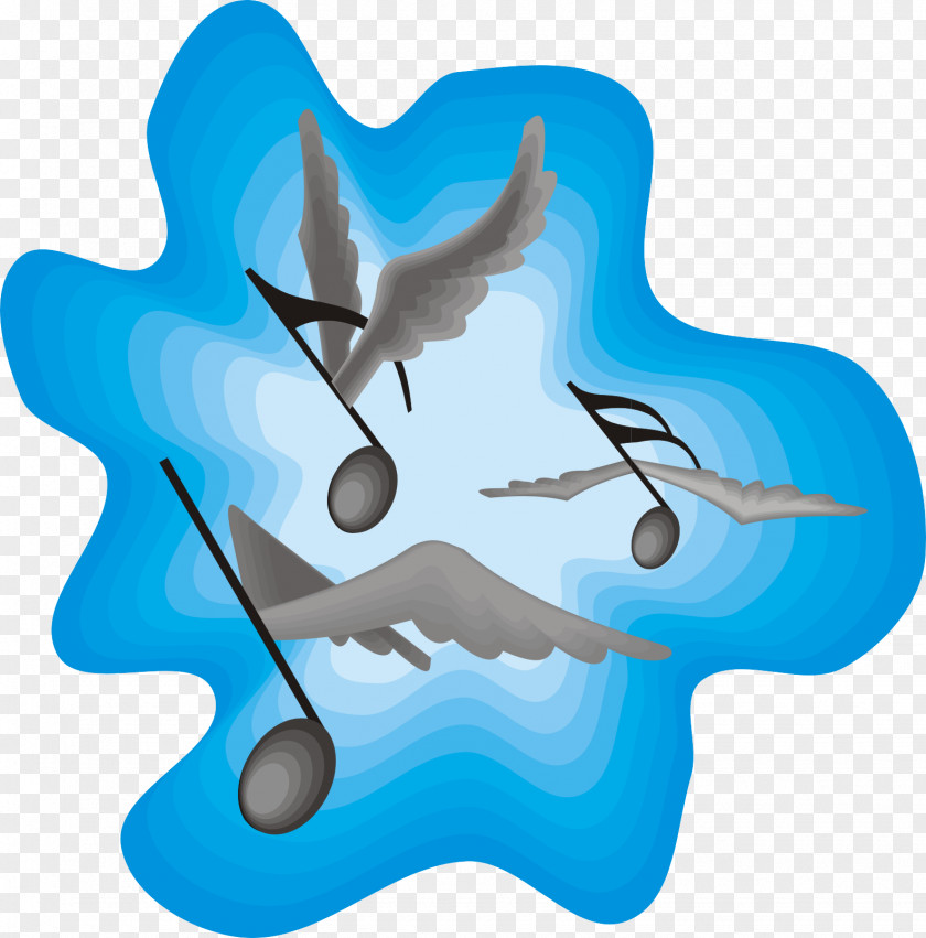 Blue Clouds Shirtail Musical Note Clip Art PNG