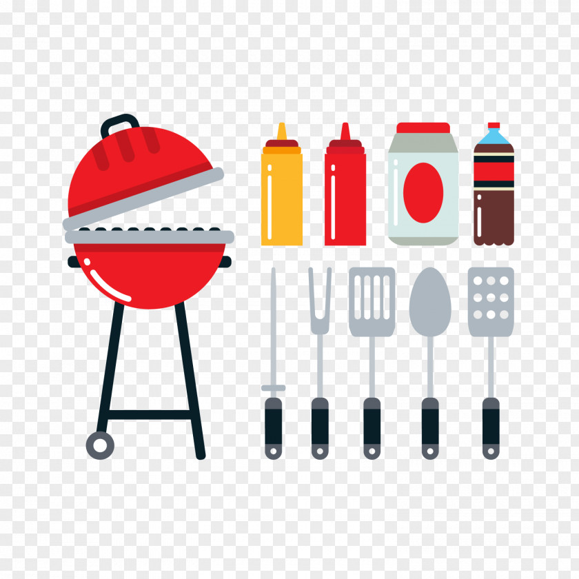 Color Grill Vector Barbecue Picnic Flat Design Icon PNG