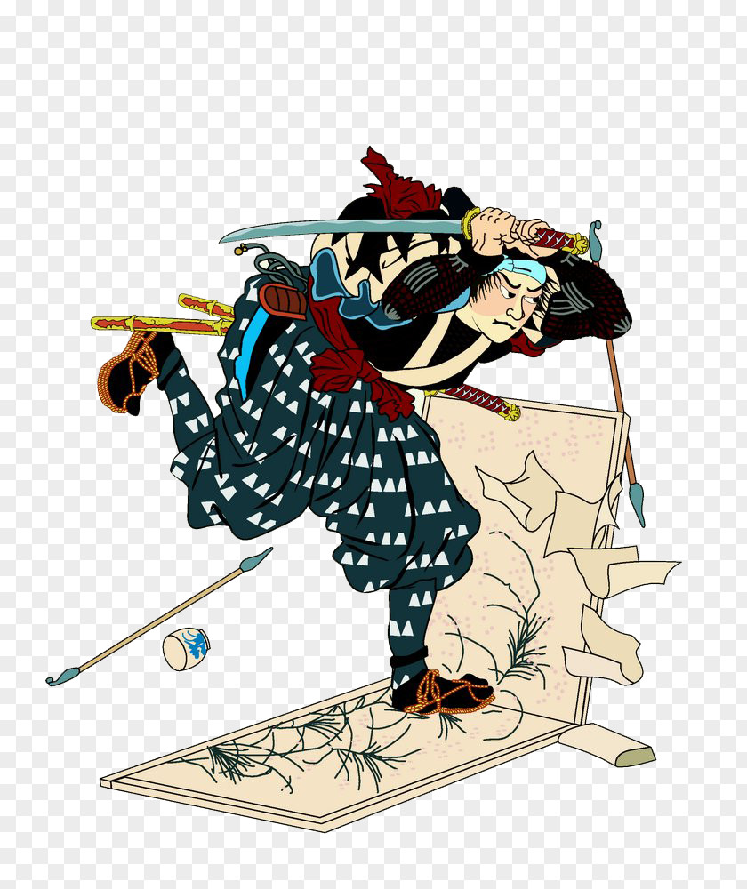 Samurai Paint Japan Cartoon Illustration PNG