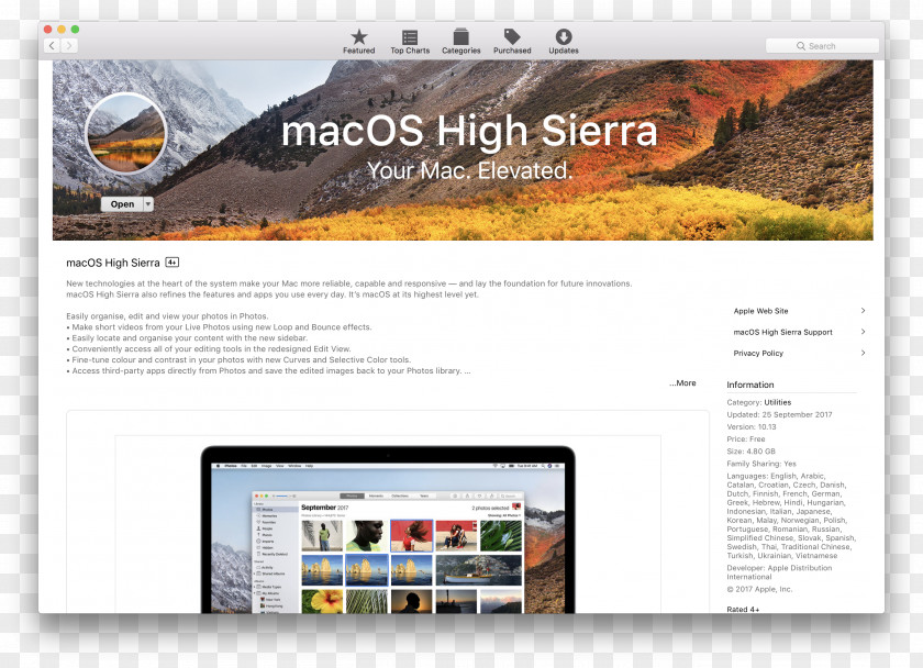 Apple MacOS High Sierra Mac App Store PNG