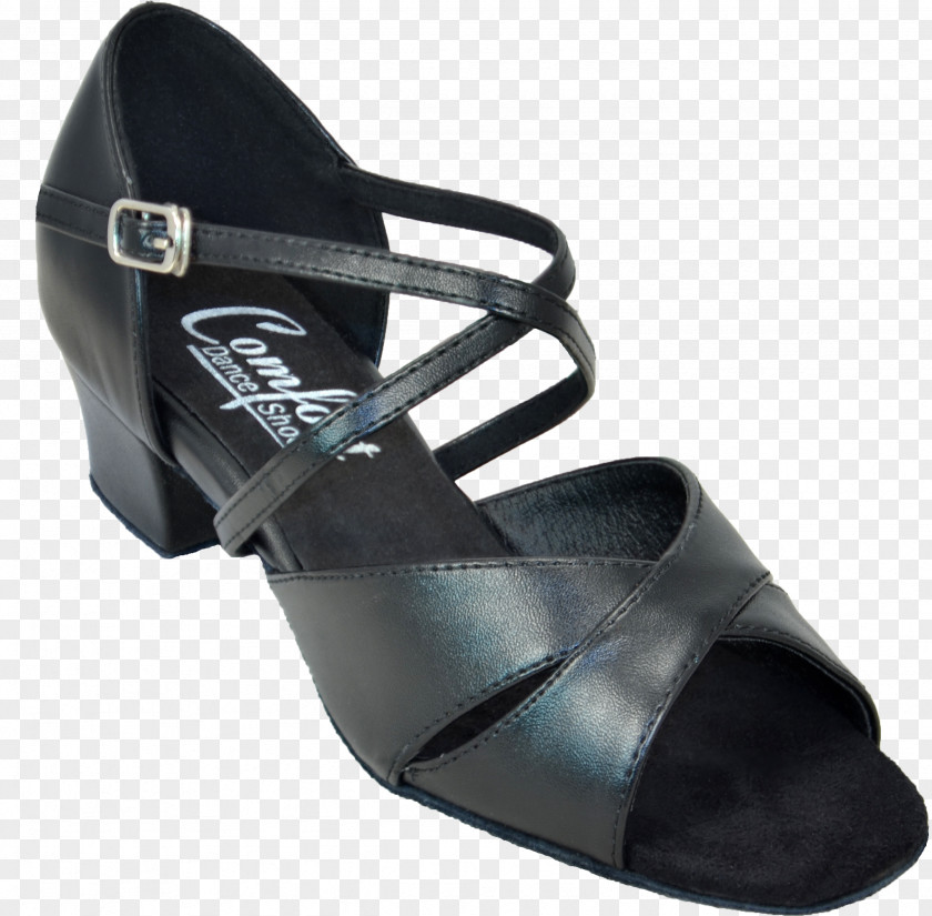 Black Leather Shoes Comfort Dance Sandal Slide PNG