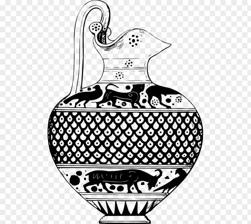 Ancient Greece Clipart Pottery Vase Line Art Drawing Vector Graphics PNG