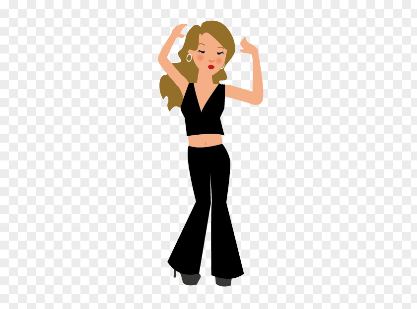 Cartoon Dancer With Long Hair Drawing PNG