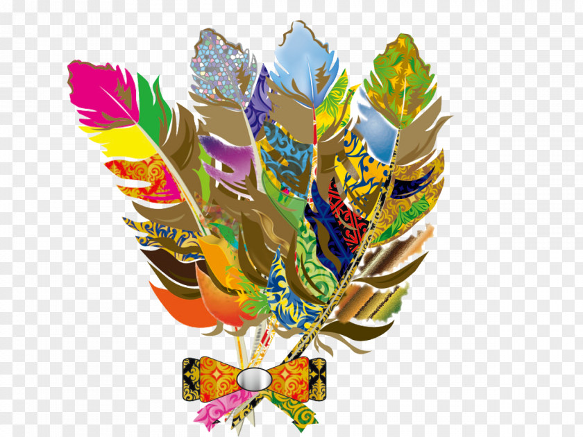 Color Feather Fan Hand PNG